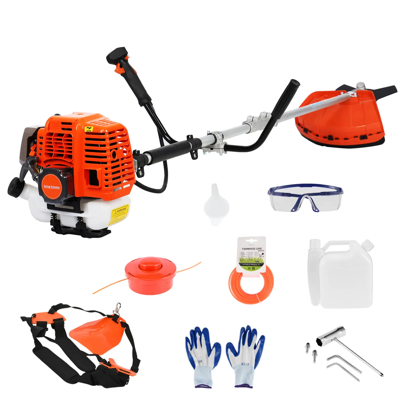 【TikTok Shop Deals for You Days】52cc Gas String Trimmer - 2-in-1 Trimmer-Edger, 2.2kw/8500rpm 2-Stroke Brush Cutter, 1.2L Handheld Weed Eater with Ergo Handle & Shoulder Strap, 1 Lawn Mower, 1 Tying Grass Rope, Fast Starts for Home & Yard Use