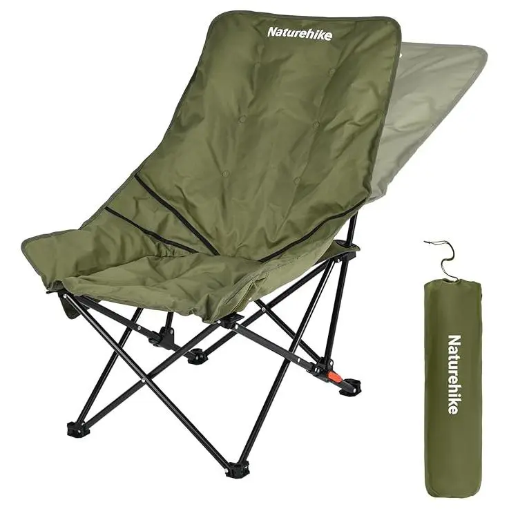 DealsForYouDays Naturehike Seastar Oversized Padded Camping Chair, Portable Folding Camping Chair with 2-Position Adjustable Back, Side Pocket & Carry Bag, Camping Essentials & Camping Accessories, Supports 265 lbs