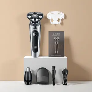 3-in-1 Electric Shaver with Smart Digital Display, USB Charging, Three Floating Blades, and Washable Head