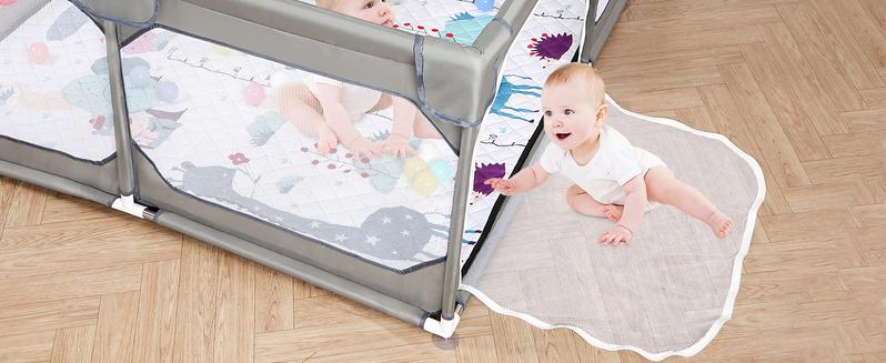 Benazcap Large Playpen with Mat for Babies & Toddlers, 75x59x26.5in, Climb-Proof Anti-Fall Design, Soft Breathable Mesh, Sturdy Safety Play Yard, BPA-Free, Eco-Friendly, 360-Degree Visibility