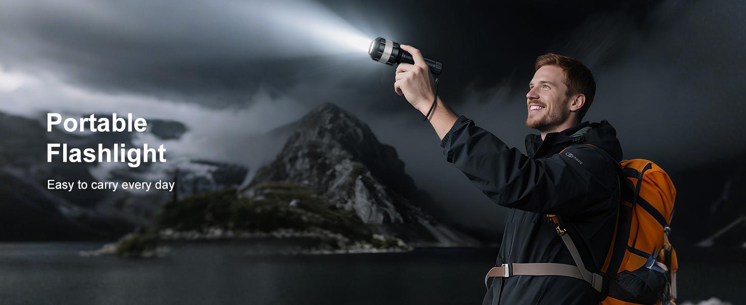 MARBERO Rechargeable Flashlight High Lumens with 4000mAh Battery Focused Beam Super Bright LED Powerful Flashlight 3 Modes Tactical Compact Portable Flashlight for Hiking Power Outage