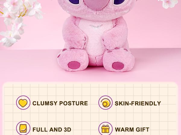 Disney Series Angel&StitchPlush Doll – Angel No.18 Sitting Figure, Cute Collectible Soft Toy Kawaii Stuffed Animal Decor Ideal Birthday Present Valentien Gift for Girlfriends Couples