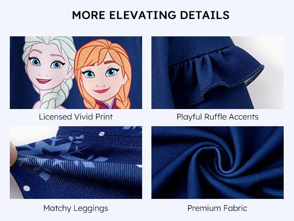 Disney Frozen Minnie Mouse Stitch Princess Fall Toddler Girl Outfit 2 Piece Long Sleeve Sweatshirt & Leggings Set Cozy Disney Frozen Characters & Floral Design
