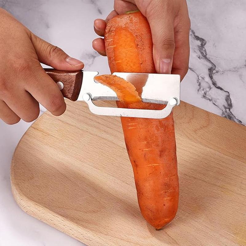 Premium-Grade Fruit & Vegetable Peeler | Sharp Stainless Steel Blade, Ergonomic Wooden Handle + Built-in Bottle Opener – Ideal for Daily Kitchen Use (Potatoes, Apples, Pumpkins & More)