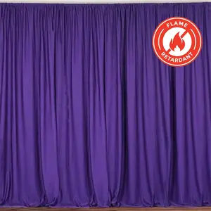 2 Pack 5ftx10ft Purple Scuba Polyester Backdrop Drape Curtains, Durable Flame Resistant Event Divider Panels Wrinkle Free With Rod Pockets