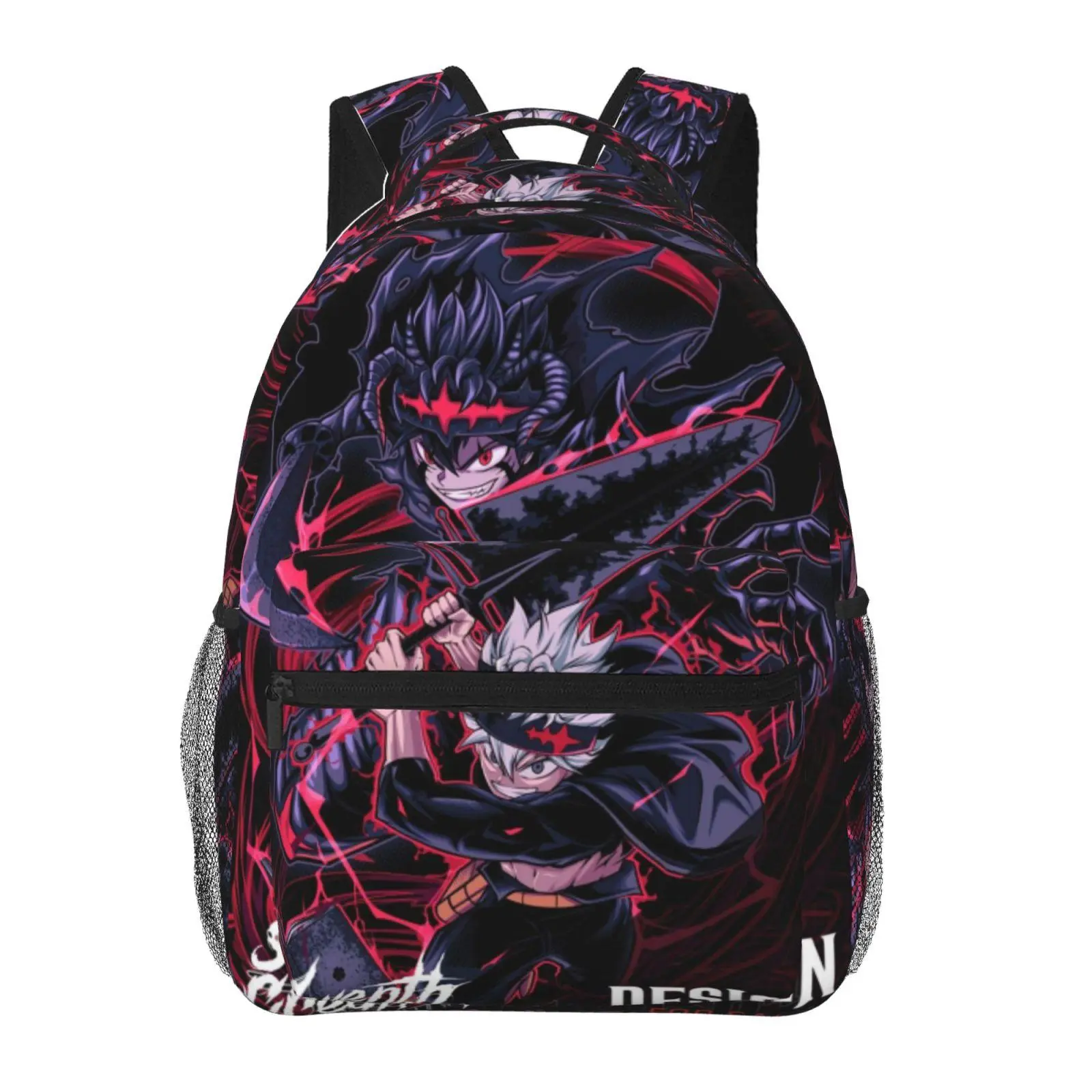 Cool Black Clover backpacks for school 2026/2027, large-capacity cartoon print Black Clover laptop daypacks for campus daily commute, lightweight portable Black Clover bookbags, gift for kids, teens, students