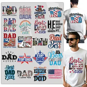 20 Sheets Father's Day Iron on Transfers DTF Transfers Ready to Press best Papa Iron on Decals for T-Shirts Dad Heat Transfer Vinyl Iron on Decals for DIY Patches Decals