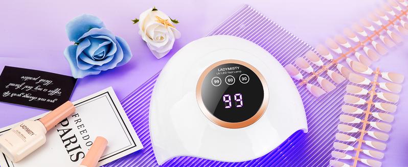 LadyMisty 72W UV LED Nail Lamp Light Dryer for Nails Gel Polish with 18 Beads 3 Timer Setting & LCD Touch Display Screen, Auto Sensor, Professional Nails, White/Pink