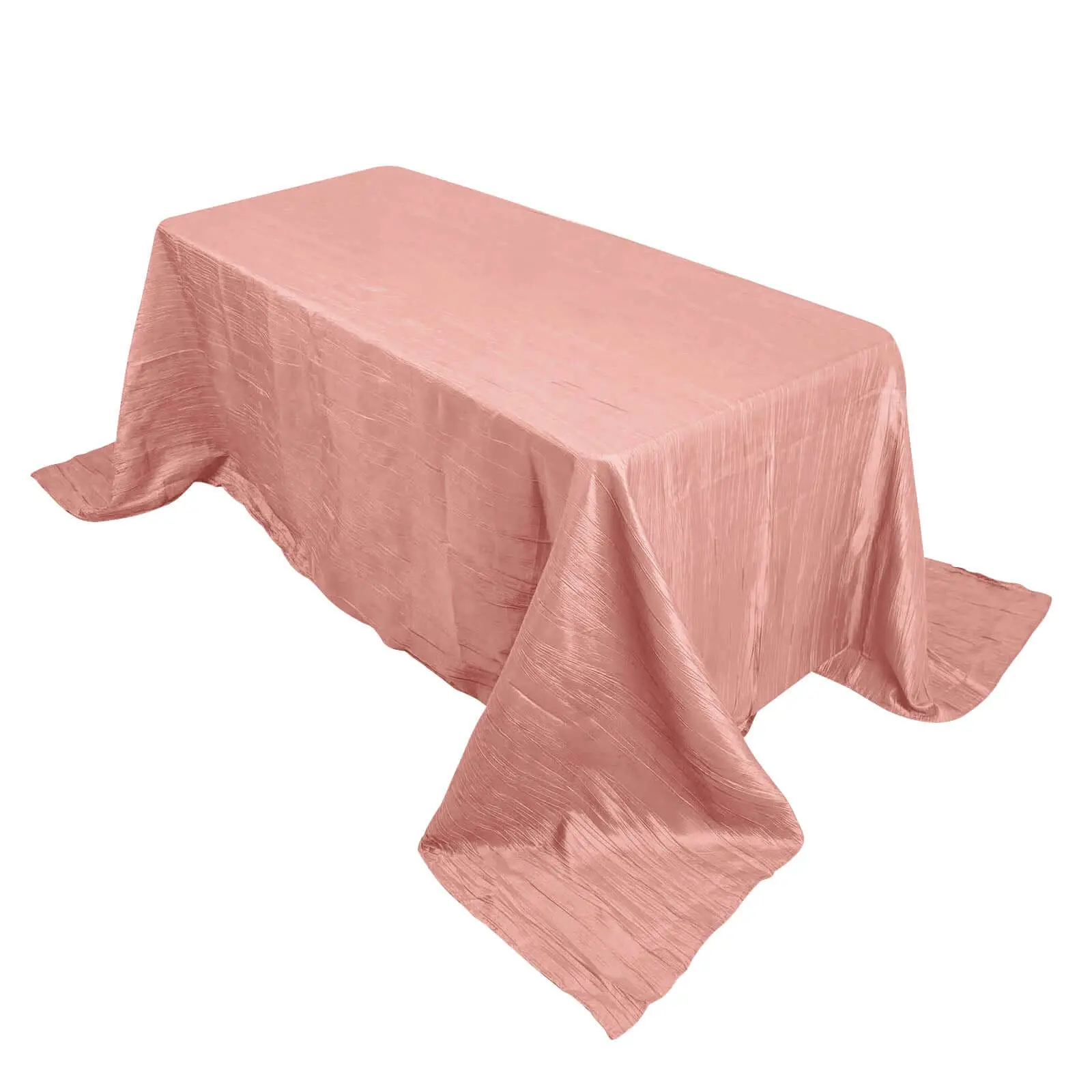 90"x132" Dusty Rose Seamless Crinkled Taffeta Rectangle Tablecloth - Hand Wash Only Household Textile for Event, Kitchen Linen Table Cover