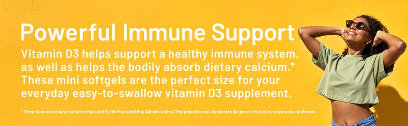 NatureWise Vitamin D3 Supplement - Naturally Sourced Vitamin D3 In Organic Olive Oil - Immune Support - Clean, Non-GMO, Gluten Free, Third-Party Tested - Mini Vitamin D3 Mini Softgels - USA Manufactured