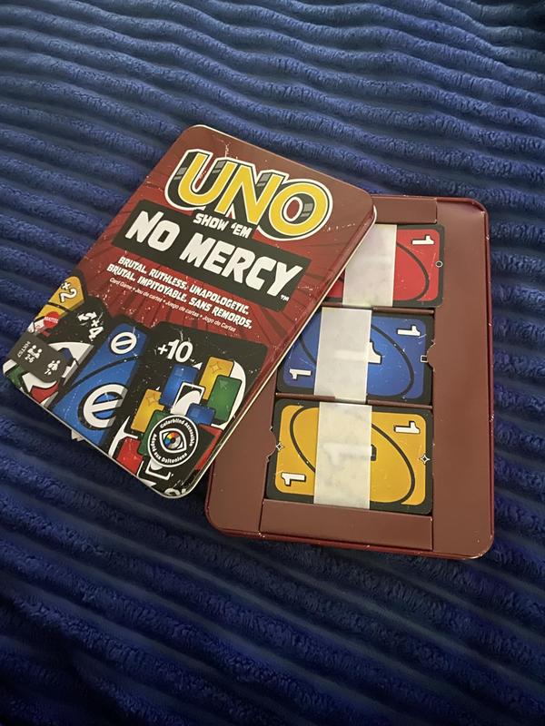 Mattel Games UNO Show ‘em No Mercy Card Game in Storage & Travel Tin for Kids