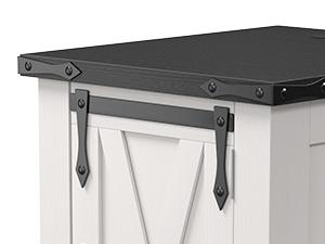 Nightstand with Charging Station,Farmhouse 25" End Tables with Barn Door Large Wood Sofa Side Table with Adjustable Storage Shelf for Bedroom,Drawing Room,Hallway,Antique White