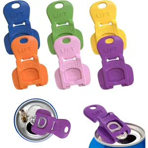 6PCS Colorful Can Tab Openers & Leak-Proof Drink Covers – One-Hand Soda Can Opener and Reusable Protector Caps for Coke, Beer, Soda, and Aluminum Cans, Kitchen, Utensils