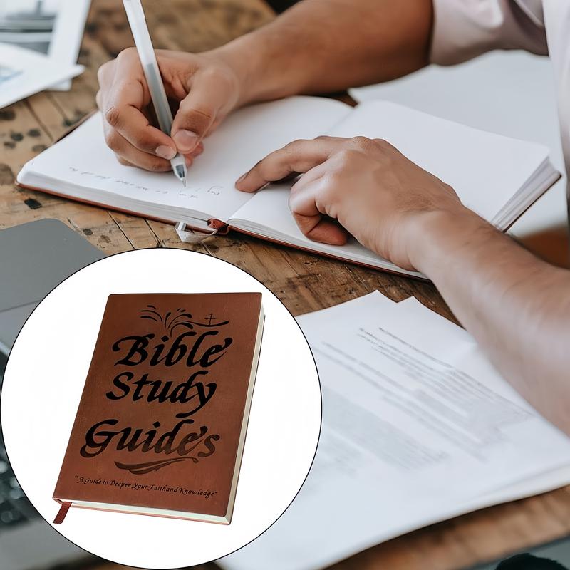 66-page Bible Study Guide, Daily Devotional Journal Strengthens Faith, Ideal for Personal Group Study and Prayer, Notebook,Christian Gift (A5, PU Leather Cover)