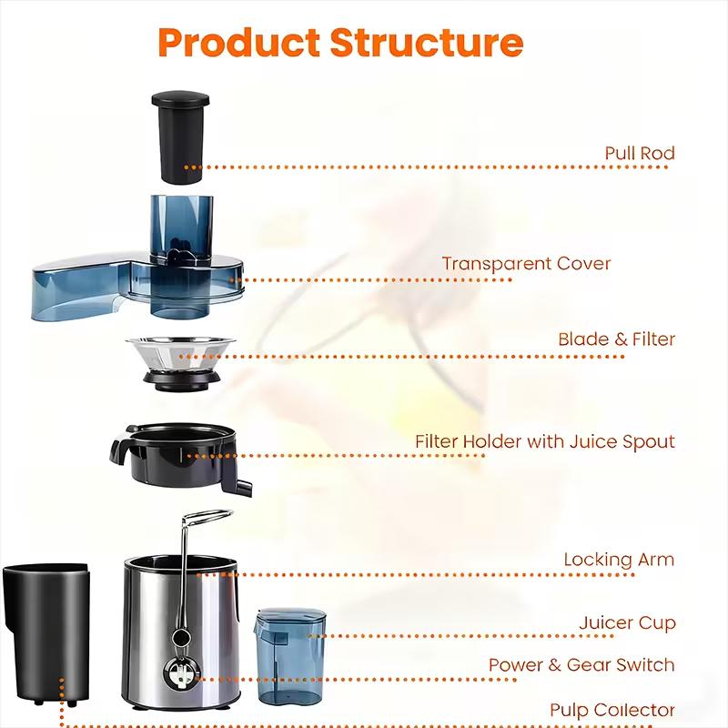 High-Speed Centrifugal Juicer with 22000 RPM, Featuring a 3-Inch Feed Inlet, a 17-Ounce Juice Cup, a 400W Motor, Easy Cleaning And Detachable Parts, Three Speed Settings,Extractor for Fruits & Vegetables,for Christmas Supplies And Gifts.