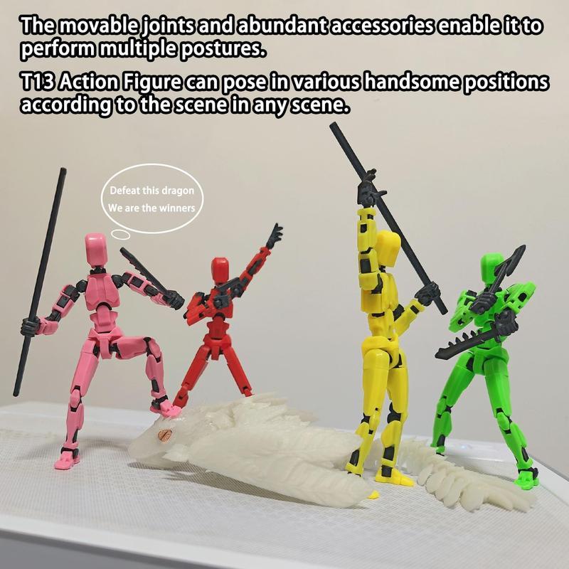 Assembly-Required Dummy Titan T13 Articulated Action Figure Multi-Jointed Movable Lucky Action Figure Multi-Articular Desktop Decoration Creative Gift Craft Model Toy Set
