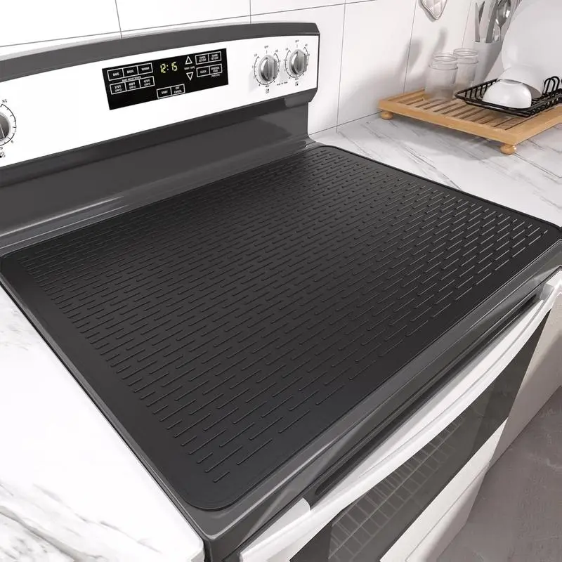 1pc High-Quality Silicone Stove Cover Mat, 28"x20" Thick Heavy-Duty Scratch-Proof Anti-Scalding Protector, 400°F Heat-Resistant for Glass Cooktops & Kitchen Countertops, Fits Various Stove Tops, Prevents Spills