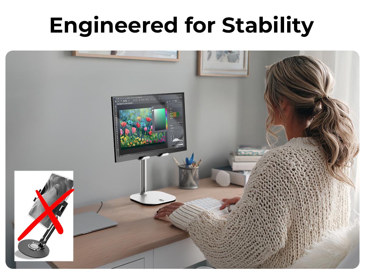 Cooper TabHolder, 7-10" Height Adjustable Tablet Stand, Premium iPad Stand for Desk, 270° Tilt Portable Monitor Holder for 15.6-17" Displays, for All Smartphone, iPad, Kindle, Surface, Samsung Tablets Adjustable,Multi-Device,Stand