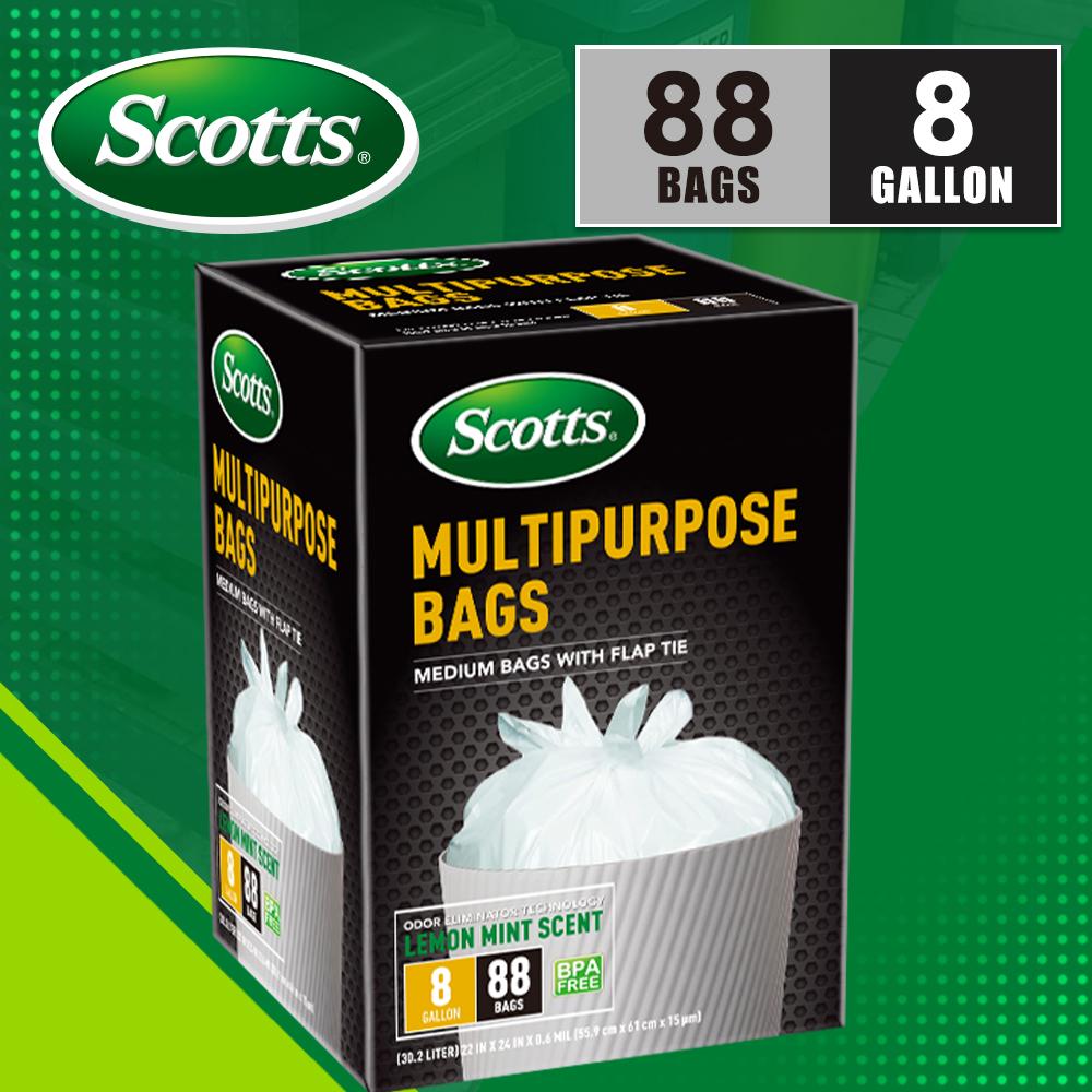 Scotts 8 Gallon Boxed Disposable Non Tear Puncture Tear Resistant Trash Bags, Deodorization And Odor Absorption Technology Kitchen Garbage Bags, Fresh Clean Scent With Lemon Scent, Multipurpose Easy To Usedrawstrings More Durable