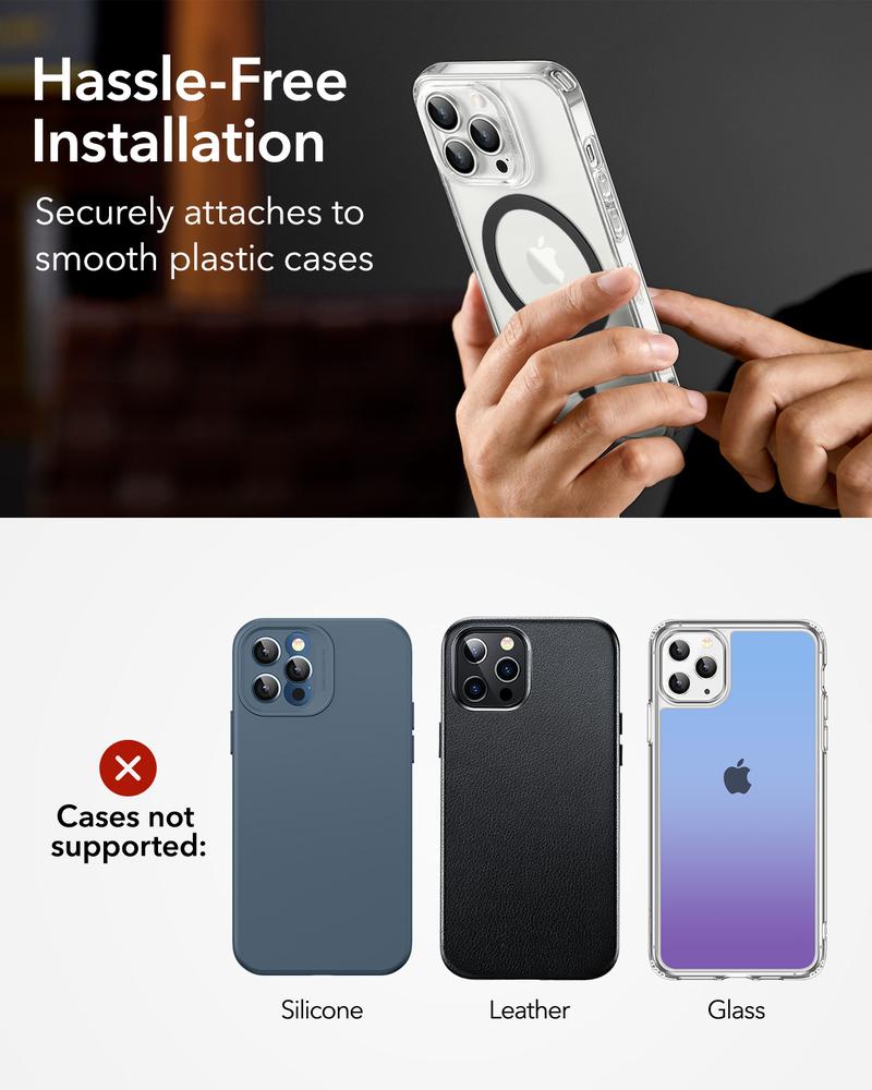 ESR for MagSafe Sticker 360, MagSafe Ring Magnet, 2 Pack Magnetic Ring, Universal Magnetic Wireless Charger Conversion Kit for iPhone 17/16/16e/15/14/13/12/11, Samsung Galaxy, Google Pixel 10