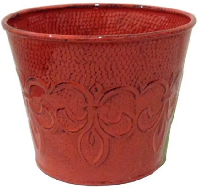 Cayenne Red Fleur De Lis 6 in. Outdoor Metal Planter, MPT01889