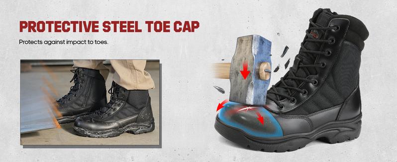 NORTIV8 TROOPER-STEEL Men's Ankle Work Boots - Steel Toe Cap & Textured Rubber Outsole for Anti-Impact & Reliable Grip Boy Walking Shoes Footwear Comfort
