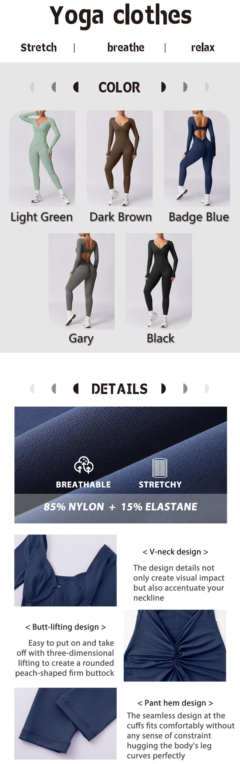 NcmRyu Women's Open-Back Long-Sleeve Seamless Unitard - Buttery-Soft Sculpting Activewear for Yoga Gym Trendy Workout Jumpsuit NcmRyu Women's Open-Back Long-Sleeve Seamless Unitard - Buttery-Soft Sculpting Activewear for Yoga Gym Trendy Workout Jumpsuit