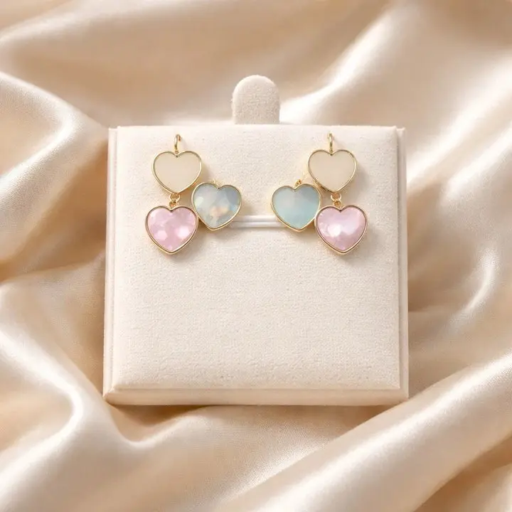 Pastel Heart Charm Earrings