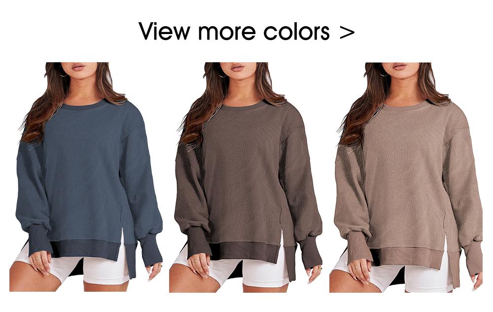 Aleumdr Women's Plus Size Casual Cozy Sweatshirt, Classic Crewneck Long Sleeve Pullover Top with High-Low Slit Hem, Crewneck Classic, Longsleeves, Round Neck Aleumdr Women's Plus Size Casual Cozy Sweatshirt, Classic Crewneck Long Sleeve Pullover Top with High-Low Slit Hem, Crewneck Classic, Longsleeves, Round Neck