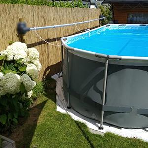 VINGLI Pool Cover Reel Above Ground Swimming Pool Cover Reel 16 FT Without Decking Solar Blanket Roller Systems with Tube Set for Various Shape Pool