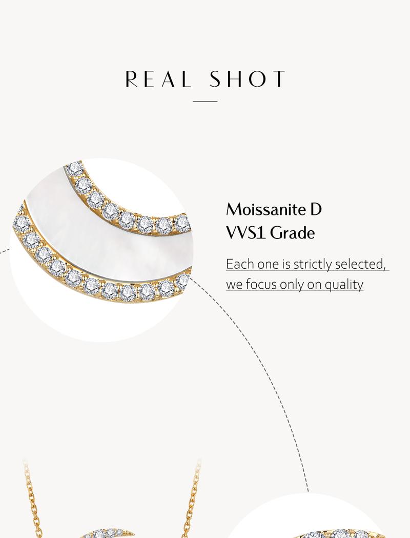 ATTAGEMS Classic D VVS1 Color Lab-Created Moissanite Crescent Moon Pendant Necklace for Women Men Unisex Daily Wear Sterling Silver Engagement Anniversary Birthday Travel Wedding Party Gift N050