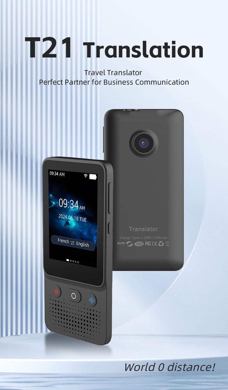 AI Language Translator Device | 138 Languages, Real-Time Voice & Photo Translation | Offline Mode & Touchscreen | Perfect for Travel & Business