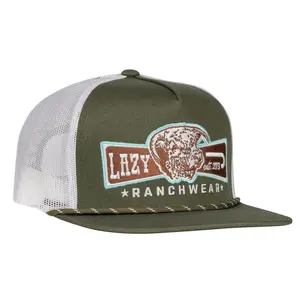 Lazy J Ranch Olive & White Diamond Banner Classic Rope Trucker Hat