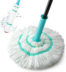 Self Wringing Twist Mop with Microfiber Head – Easy Wring Floor Mop with 57" Long Handle for Hardwood, Tile & Kitchen Floor Cleaning