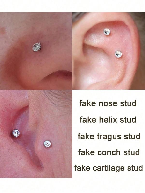 12Pcs Fake Nose Stud Fake Nose Ring Stud Fake Nose Piercing Fake Lip Ring Fake Earrings Stud Silver Gold Fake Cartilage Helix Earring Clip On Earring Hoop Fake Eyebrow Ring Fake Bridge Piercing Nose Piercing Jewelry