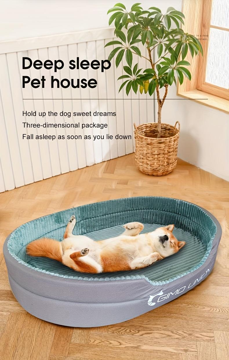 Pet Heaven Luxury Plush Thickened Pet Sofa Bed All Season Warm & Cool Dog Cat Bed for Medium Large Breeds Fully Washable Removable Mat 3D Raised Edge Pet Couch sleeping bag dog accessories Adjustable Temperature Heating Pad towers