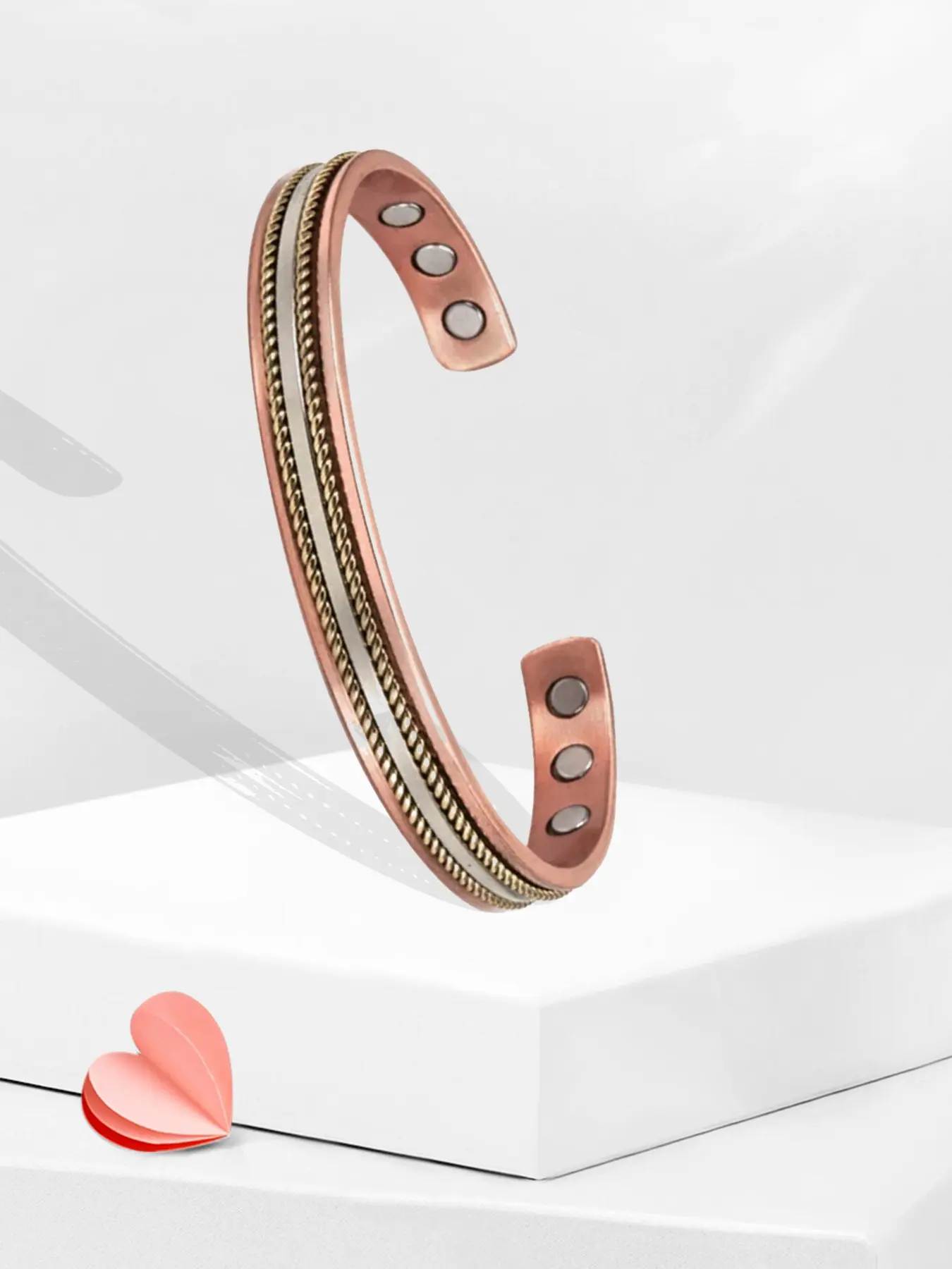 Copper Twisted Magnetic Bracelet for Women, Unique Design Healing Energy Elegant Bangle, Strong Magnet Therapy Jewelry Gift for Friends, Copper Bangles