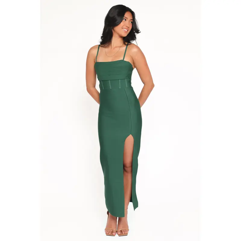 slim fit dress slacks Charlette Sparkle Maxi Dress Dark Green main image 1