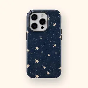Starry Sky Phone Case Dark Blue Night Aesthetic Celestial Stars Cover for iPhone