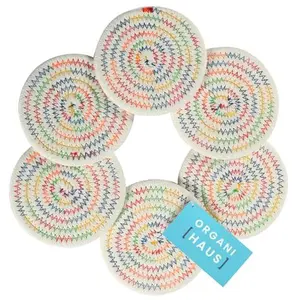 OrganiHaus Rainbow Drink Coasters Set of 6, Absorbent Cotton Woven Cup Coasters, Rustic Farmhouse Boho Decor for Coffee Table and Drinks Protection, Cute Coaster for Drinks, Coaster for Office Desk