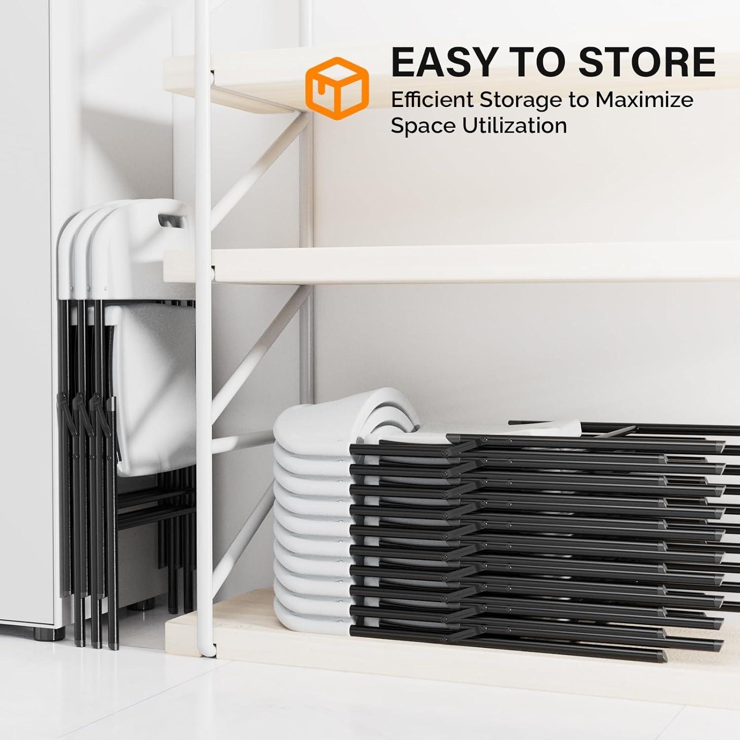 Karlhome 4/6/10 Pack Heavy-Duty Foldable Chairs HDPE Plastic Seats with Steel Frame for Indoor Outdoor Dining Parties Weddings Schools 350lbs Capacity