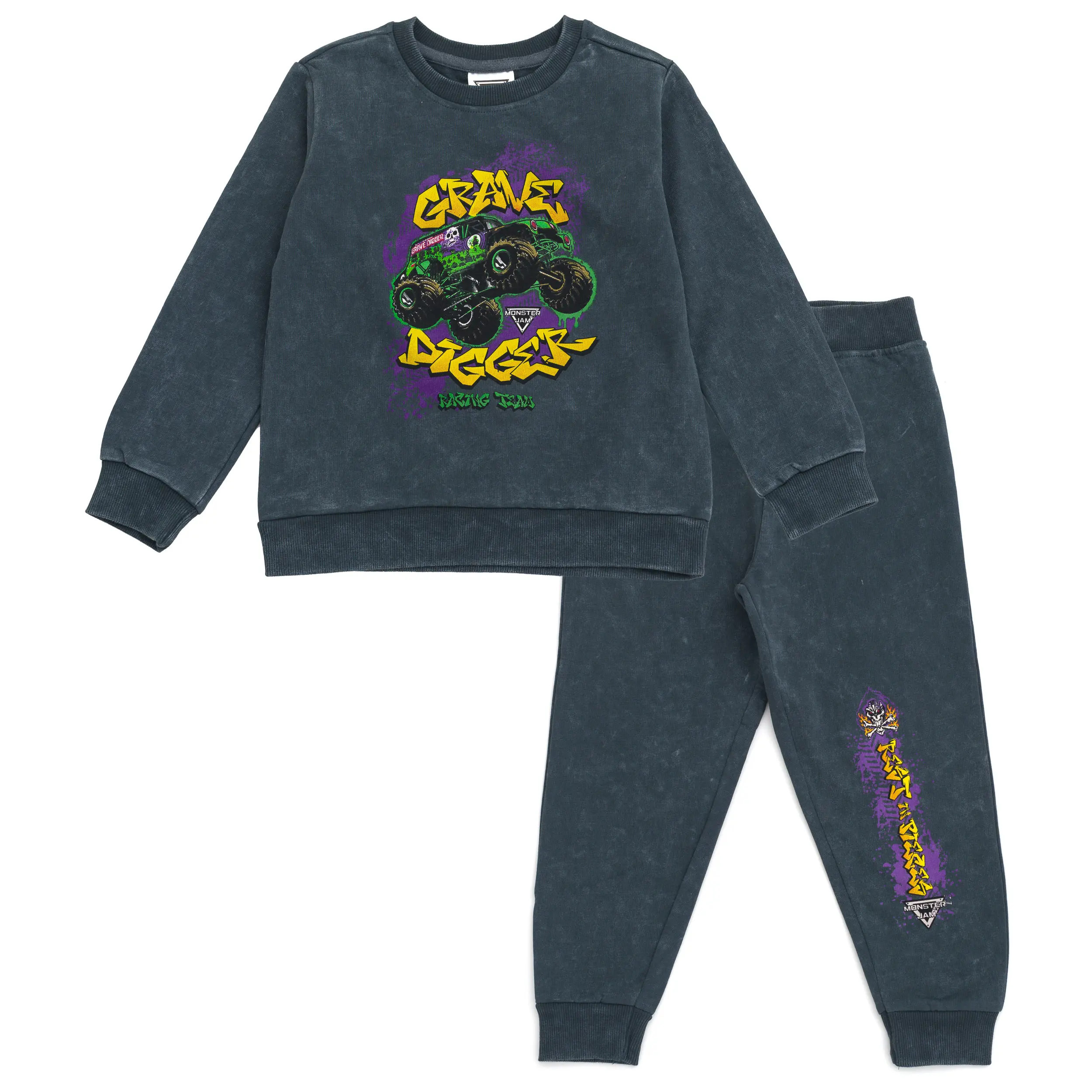 Monster Jam Boys' Fleece 2-Piece Sweatshirt and Pants Set Toddler to Big Kid