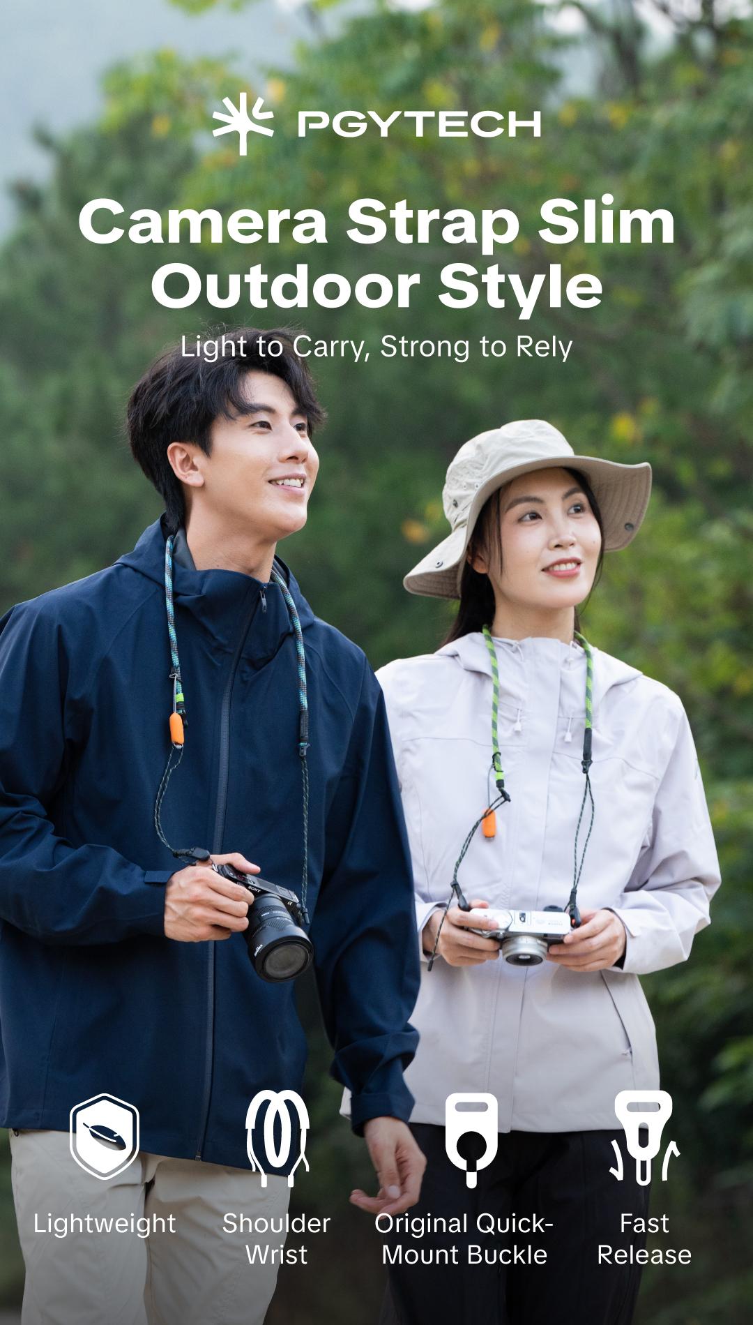 PGYTECH Camera Strap Slim for Mirrorless - Leather Harness Quick Release Adjustable Camera Neck Shoulder Strap for Compact Camera, Instant Camera and Smartphone