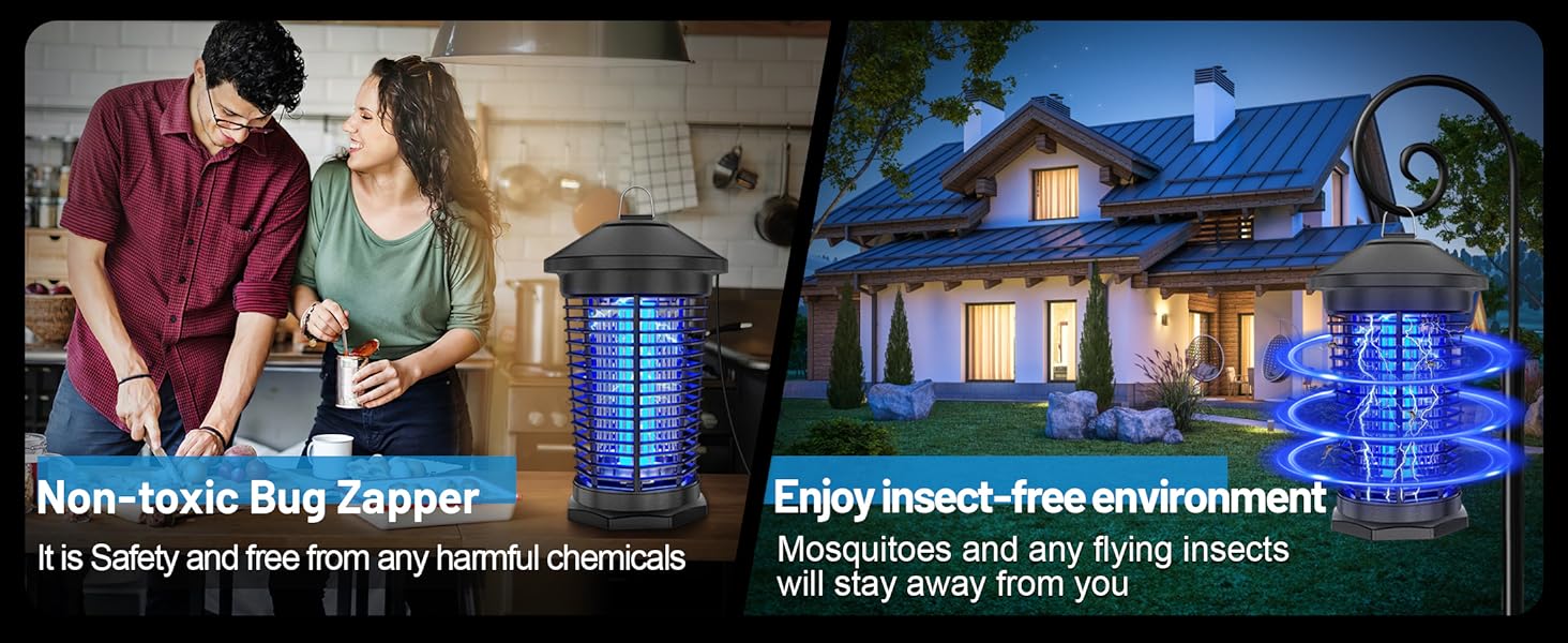 AUKFA Bug Zapper Outdoor Indoor, Electric Mosquito Zapper, Waterproof Fly Trap Insect Killer for Home Backyard Patio Garden Camp Site catcher killing