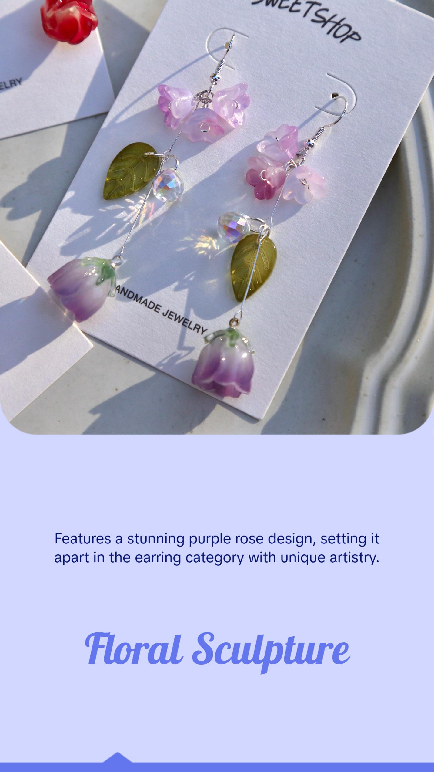 Purple Rose Earrings