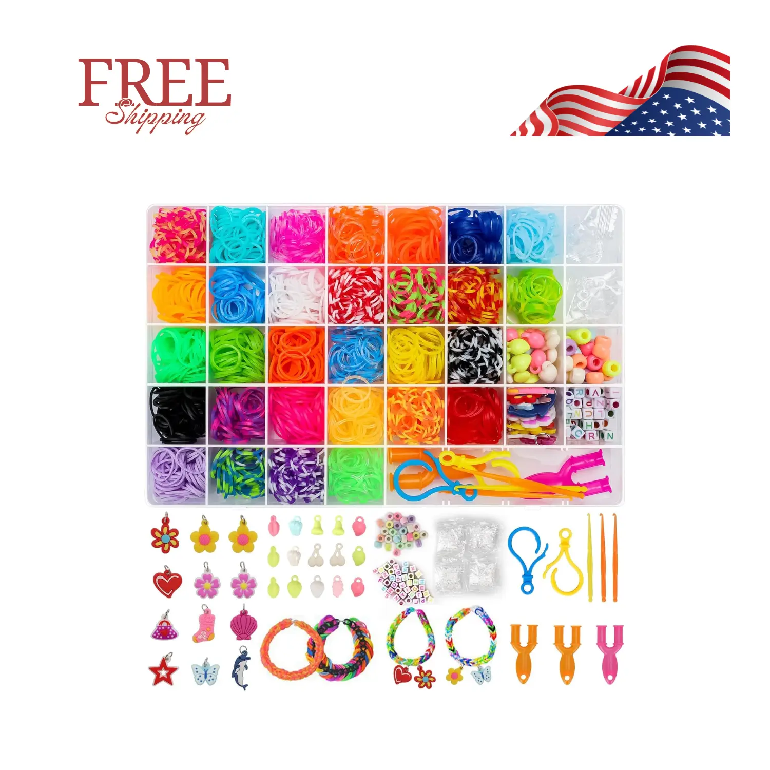 3000+ Rubber Band Bracelet Kit, Colorful Loom Bracelet Making Kit