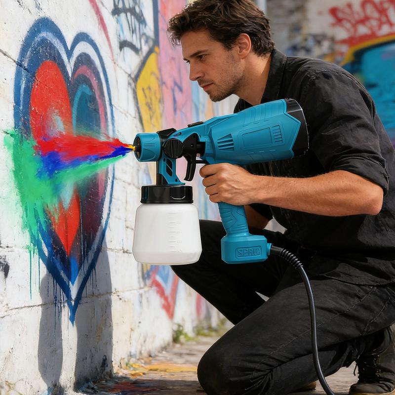 Paint Sprayer, 700W HVLP Paint Sprayer with Cleaning , 4 Nozzles and 3 Patterns, Easy to Clean, for Furniture, Cabinets, Fence, Walls, Door, Garden Chairs etc.