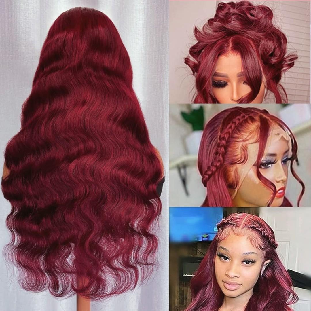 Burgundy 99J Lace Front Wig Straight 13x6 HD Lace Frontal Wig Human Hair For Women Pre Plucked Colored Lace Wig 180% Density