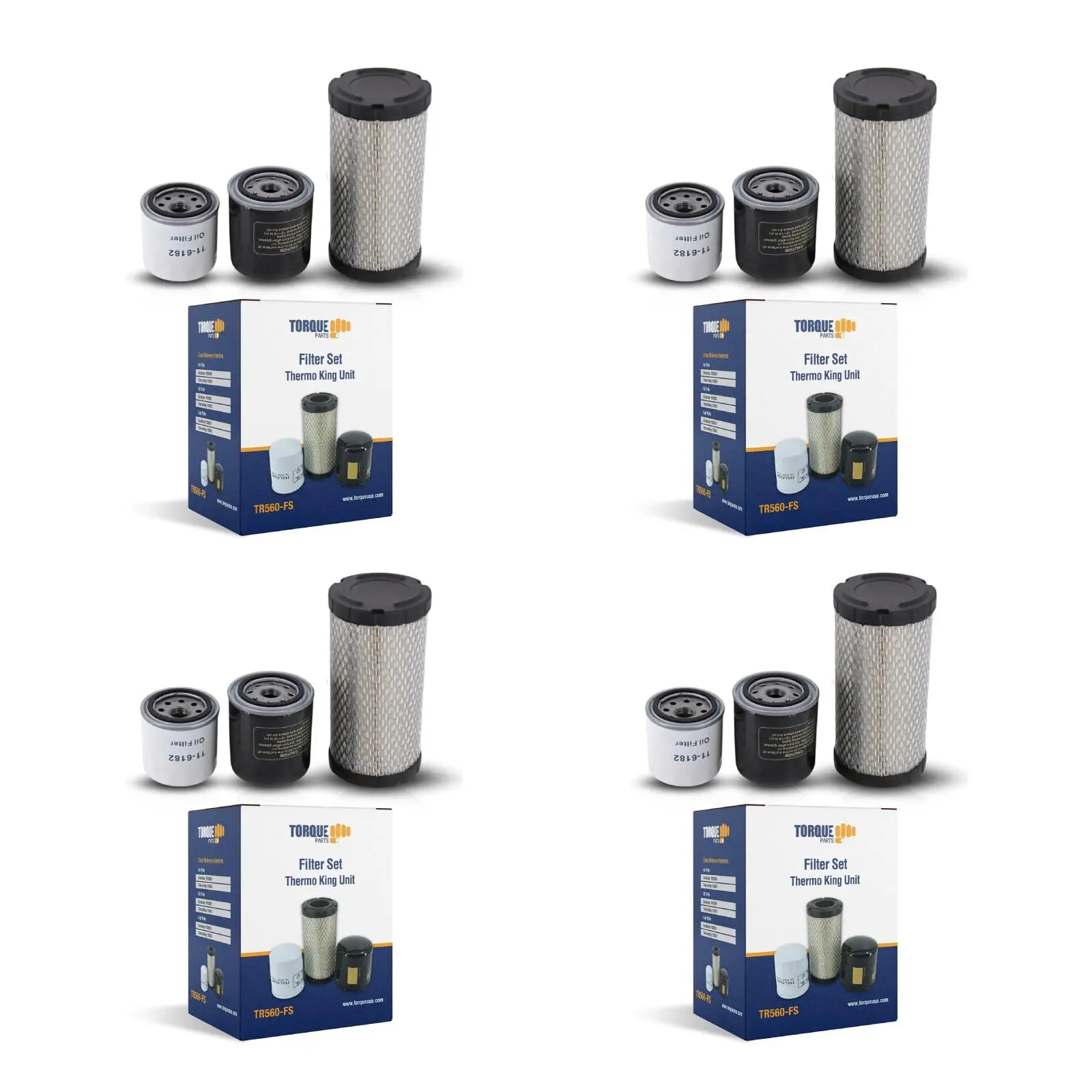 TORQUE 4 Pack of 11-6182 11-9059 11-9342 Oil Fuel Air Filter Maintenance Kit Replacement for Thermo King Tripac APU or Evolution