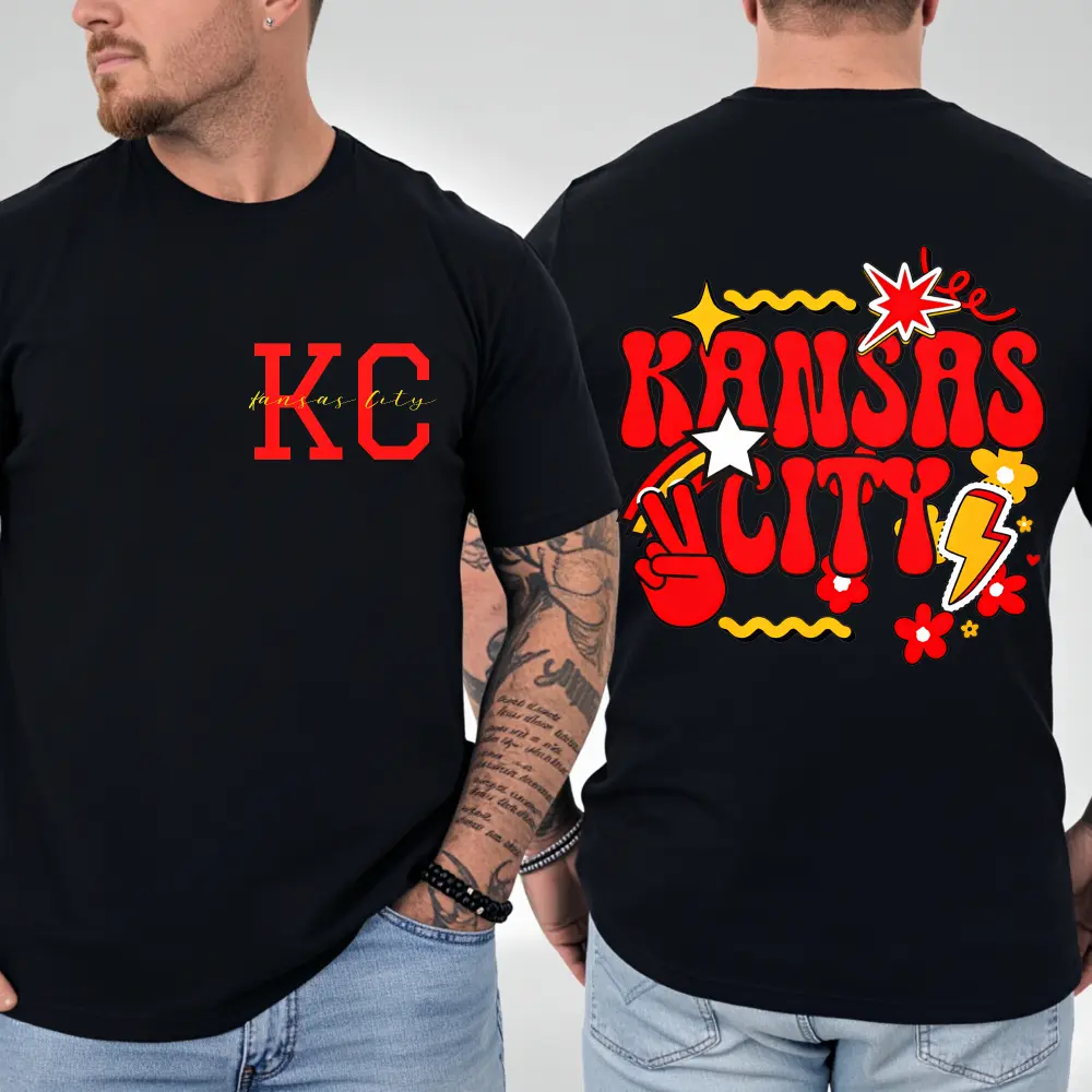 Double-sided Printing Kansas City Football T-shirt, Kansas City T-shirt, Chiefs Shirt, KC T-shirt